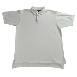 Vintage Kenneth Gordon Polo Shirt Mens L White 100% Cotton Short Sleeve Macau